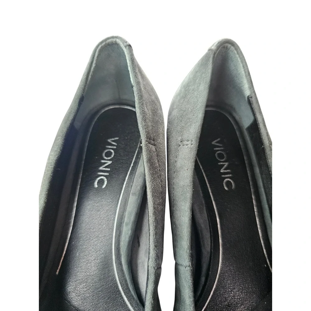 Vionic Camden Wedge Pumps Womens 7.5 Grey Suede Comfort Round Toe